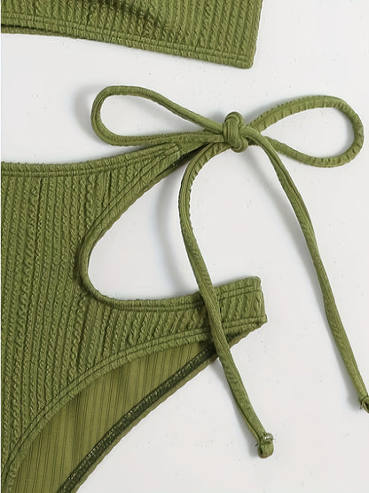 [New High Waist Bikini] 2023 European and American High Waist Split Bikini Women's Swimwear New Women's Vacation Swimwear