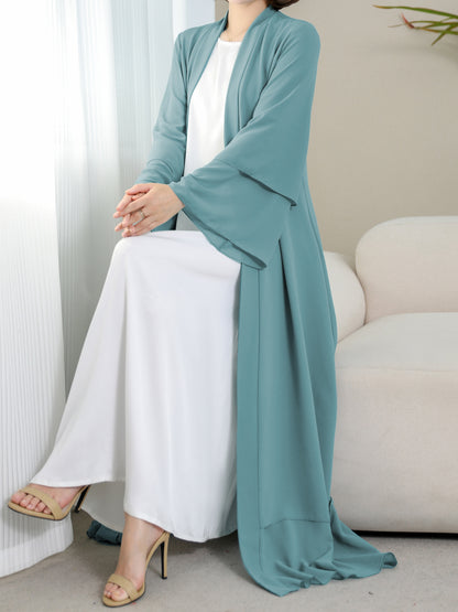 Ramadan Islamic Modest Dress Without Hijab, Long Sleeve Open Front Casual Modest Muslim Dress, Women's Clothing