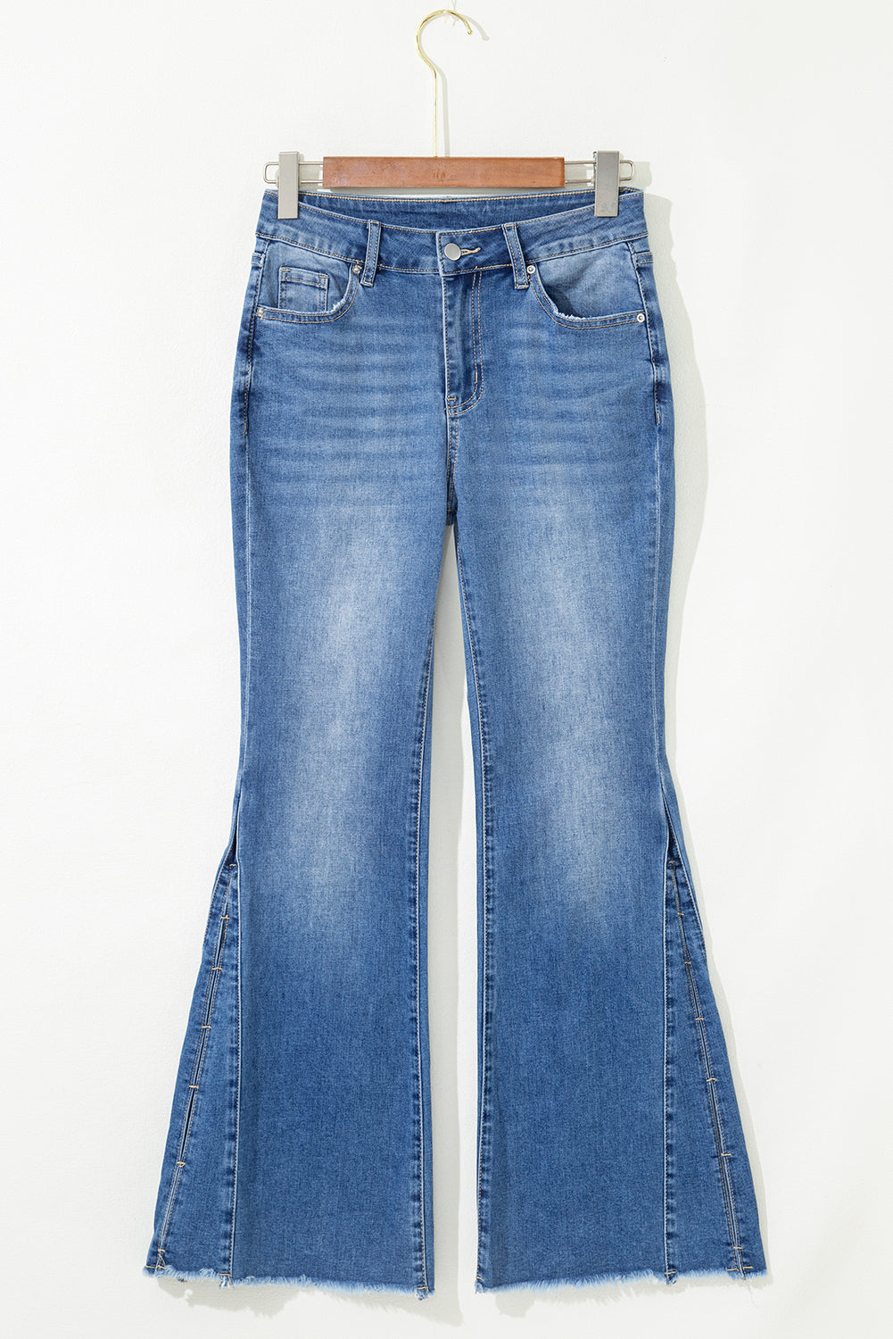 Ashleigh Blue Cut out Side Frayed Hemline Flare Jeans