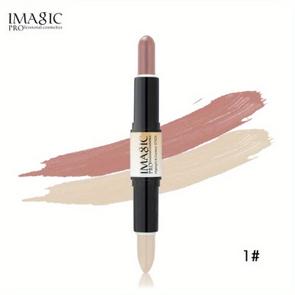 IMAN OF MAGIC Dual-Ended Concealer & Contour Stick - Waterproof, Natural Finish for All Skin Tones | Highlights & Conceals Blemishes, Dark Circles, Shadows Nose & Cheeks | Versatile Makeup Stick with Pink & Brown Shades