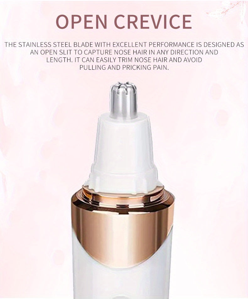 4-in-1 Women's Electric Razor - Wet & Dry Hair Remover For Pubic Hair, Eyebrow, Nose, Face, Legs, Underarms - Portable Bikini Trimmer - Rechargeable & Cordless - Gentle & Effective Hair Shaving