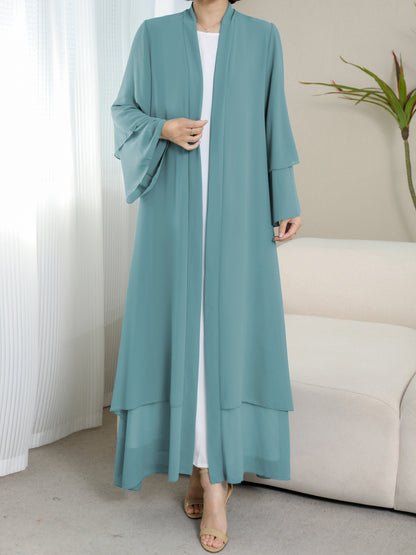 Ramadan Islamic Modest Dress Without Hijab, Long Sleeve Open Front Casual Modest Muslim Dress, Women's Clothing