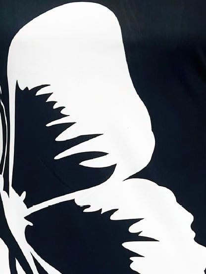 Butterfly Print Contrast Mesh Dress, Elegant Crew Neck Long Sleeve Dress, Women's Clothing