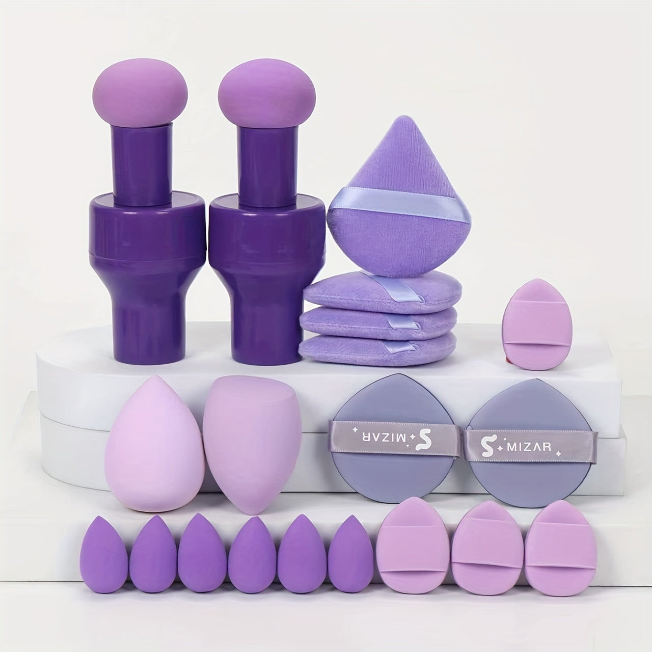 Marshmallow 20pcs Set, 2 Cushion Puffs & 4 Loose Puffs & 4 Makeup Sponges & 6 Mini Makeup Sponges & 4 Mini Cushion Puffs, Beauty Makeup Sponges Mixed with BB Cream, Liquid Foundation, Concealer for Use, Especially Suitable fo