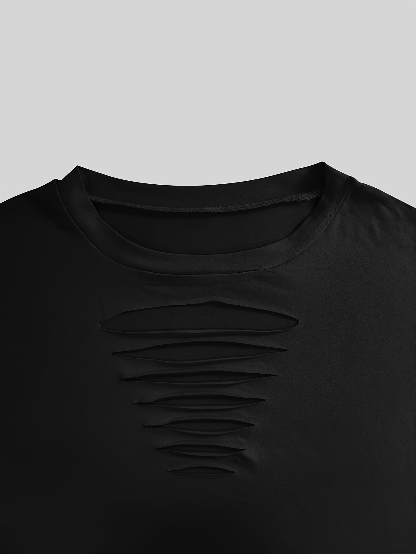 Chic Ripped Solid Two-piece Set - Crew Neck Short Sleeve Tee & Slim Shorts Outfit - Trendy Womens Casual Summer Wear