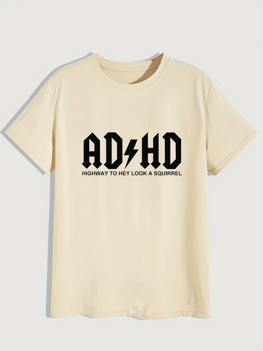 Mens ADHD Graphic Tee - Comfortable & Fashionable Casual Tee with Slight Stretch - Breathable Summer Wear for Trendsetters