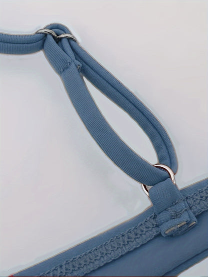 Women's Sexy Bikini Swimwear Set, Two-Piece V Neck & High Cut Bottom Bathing Suit, Adjustable Straps, Quick-Dry Fabric, Beachwear For Summer Pool Parties