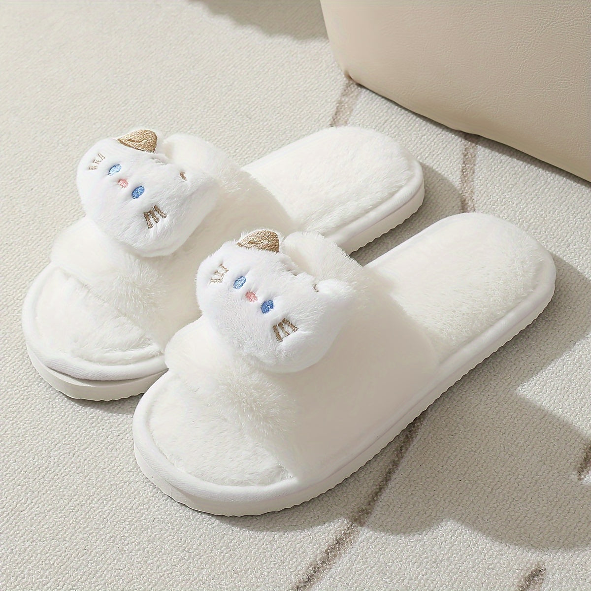 [Cozy Plush Slippers] Warm Cozy Women's Winter Plush Slippers | Cute Cat Design, Non-Slip Indoor Footwear, Soft EVA Sole, Hand Washable | Perfect for Home Comfort, Ladies Slippers