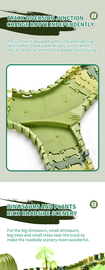 Dinosaur Toys Race Car Track, Create A Dinosaur World Road Race, Flexible Dinosaur Track Toys Set 120/240pcs Christmas Birthday Gifts For Boys Girls Kids Christmas Halloween Thanksgiving Gift Carnival