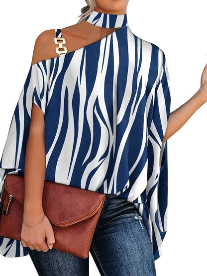 Women's Geometric Print Bat Sleeve Tops, Fashion Summer Loose Blouses For Daily, Women's Clothing