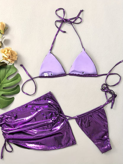 24 European and American Cross-border Bikini Set Sexy Slim Fit Glitter Fabric Nightclub Bikini Hot Selling