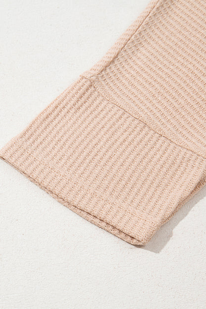 Light French Beige Cactus Forest Waffle Half Sleeve Tee Short Set