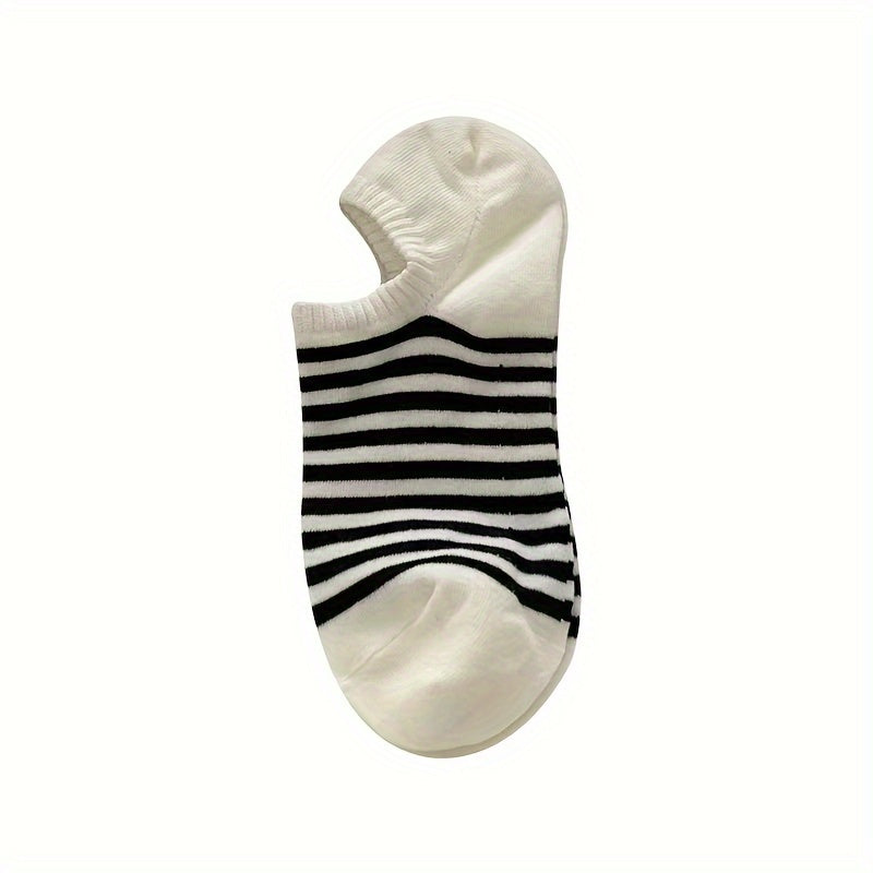 4 Pairs of Comfortable Invisible Striped Low Cut Socks - No Show & Liner Socks for Women with Simple, Lightweight, Breathable Design - Perfect for Casual Wear, Sports, and Dressing Up