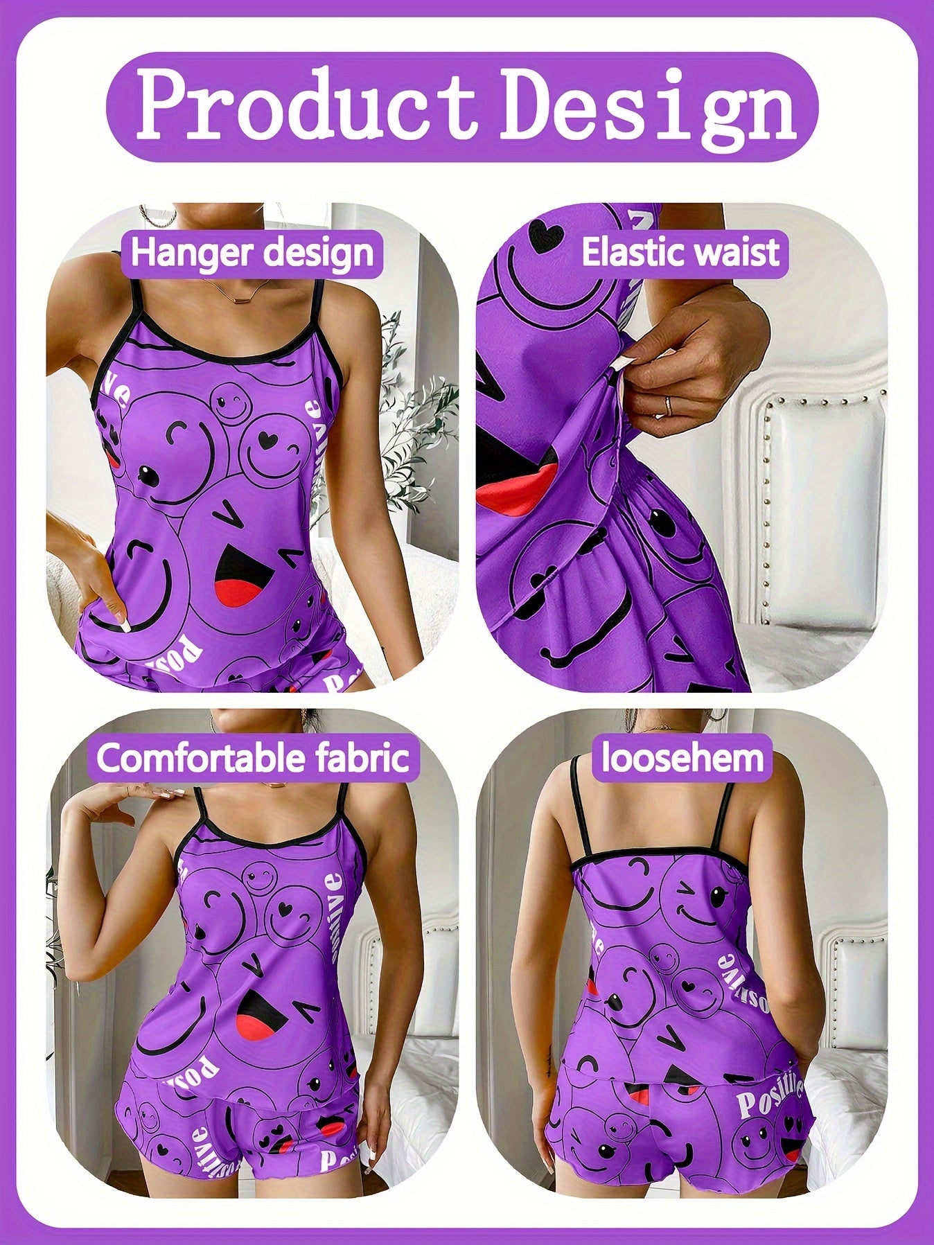 [Cute Pajama Set] Super Cute Printed Pajama Set | A Whimsical Featuring Elastic Waistband Shorts And a Comfortable Loose Top, Perfect for a Delightful And Restful Sleep