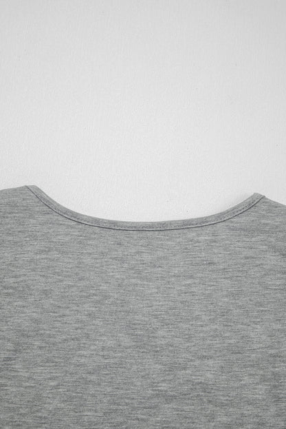 Gray Lace Patchwork Criss Cross V Neck Tank Top