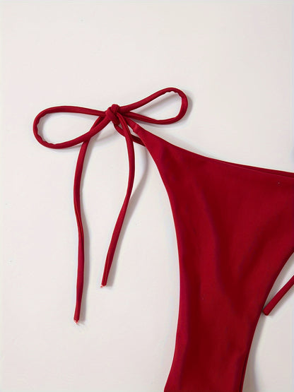 Women's 2 Piece Set Bikini, Halter Bra, V String Bottoms, Women's Swimwear & Clothing