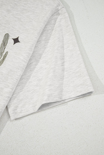 Light Grey Yee Haw Western Fashion Print Plus Size Tee