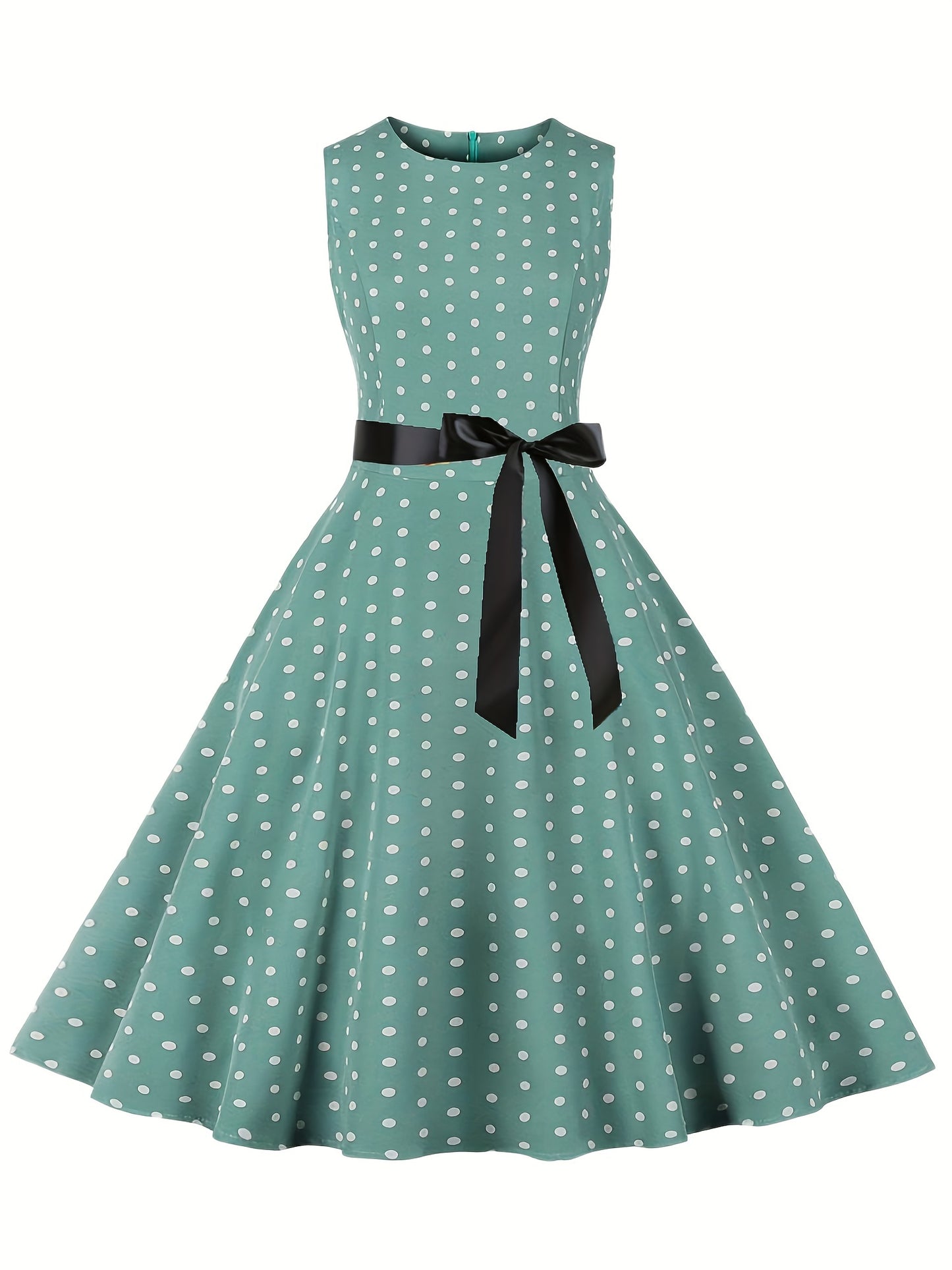 Women's Chic Sleeveless Polka Dot Dress - Vintage-Inspired Summer Sundress With Breathable Fabric, Perfect for Vacation Parties & Spring/Summer Celebrations