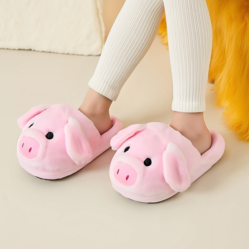 Cozy Pink Pig Plush Slippers for Women - Soft & Warm Winter Home Shoes with Adorable Pig Design, Hand Washable Fabric, Perfect for Indoor Comfort, Playful Footwear