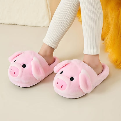 Cozy Pink Pig Plush Slippers for Women - Soft & Warm Winter Home Shoes with Adorable Pig Design, Hand Washable Fabric, Perfect for Indoor Comfort, Playful Footwear