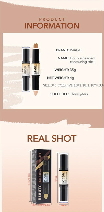 IMAN OF MAGIC Dual-Ended Concealer & Contour Stick - Waterproof, Natural Finish for All Skin Tones | Highlights & Conceals Blemishes, Dark Circles, Shadows Nose & Cheeks | Versatile Makeup Stick with Pink & Brown Shades