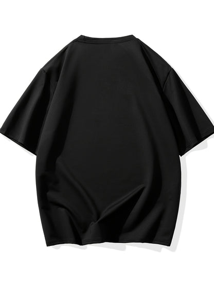 Men's Plus Size 'You are offline...' Print Stretch T-shirt, Oversized Short Sleeve Tops For Spring Summer, Causal Loose Clothing For Big And Tall Guys