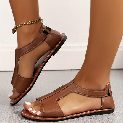 Women's D'Orsay Flat Sandals, Casual Peep Toe Summer Shoes, Lightweight Outdoor Beach Sandals