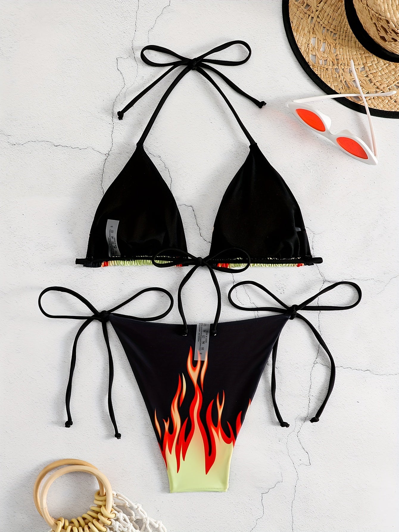 Split-Print Bikini Swimsuit