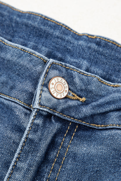 Ashleigh Blue Stitched Raw Hem Wide Leg Loose Jeans