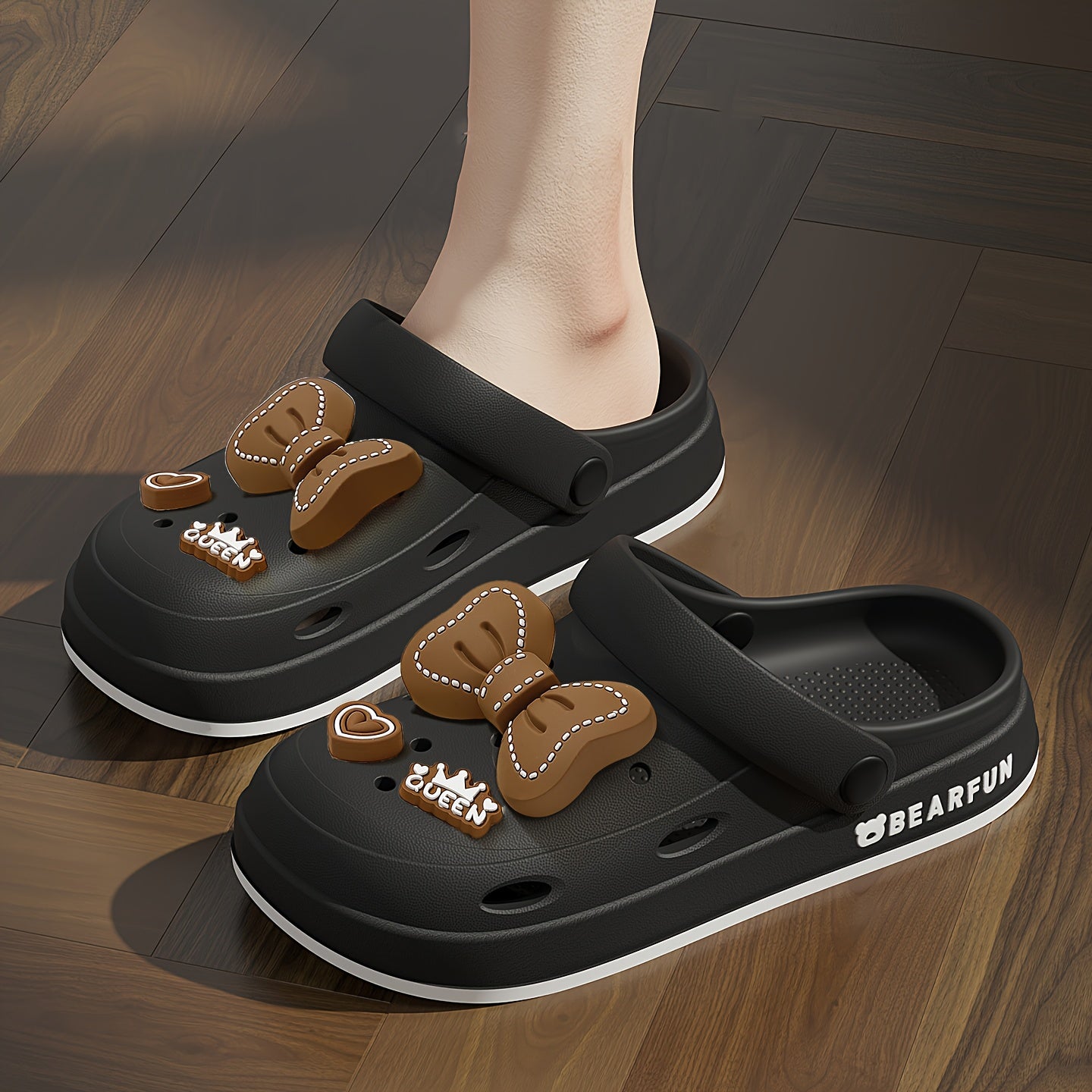 Women's White EVA Bow-Embellished Slippers - Lightweight Summer Beach Sandals with Thick Cushioned Sole, Soft Round Toe and Minimalist Design, Suitable for Indoor/Outdoor Use, Hand Washable