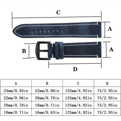 Leather Watch Band, Quick Release Strap, Retro Top Layer Cow Leather, Switch Spring Bar, 20mm, 22mm, 24mm Black Buckle, Ideal Choice For Gifts