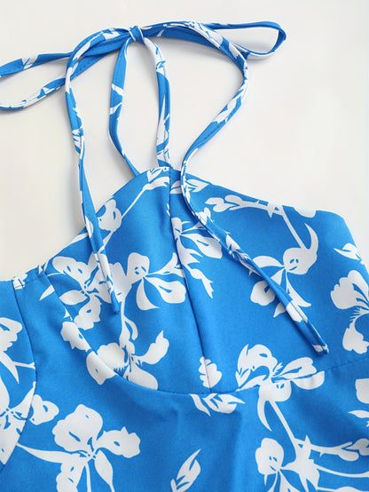 Y2K Women's Floral Print Off-Shoulder A-Line Dress - Lightweight Summer Machine Washable Elegant Party & Casual Outfit, Fitted Silhouette