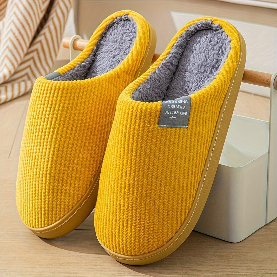 Cozy Fleece-Lined Slippers for Men and Women - Soft, Warm, Non-Slip Rubber Sole, Machine Washable, Available in Multiple Colors