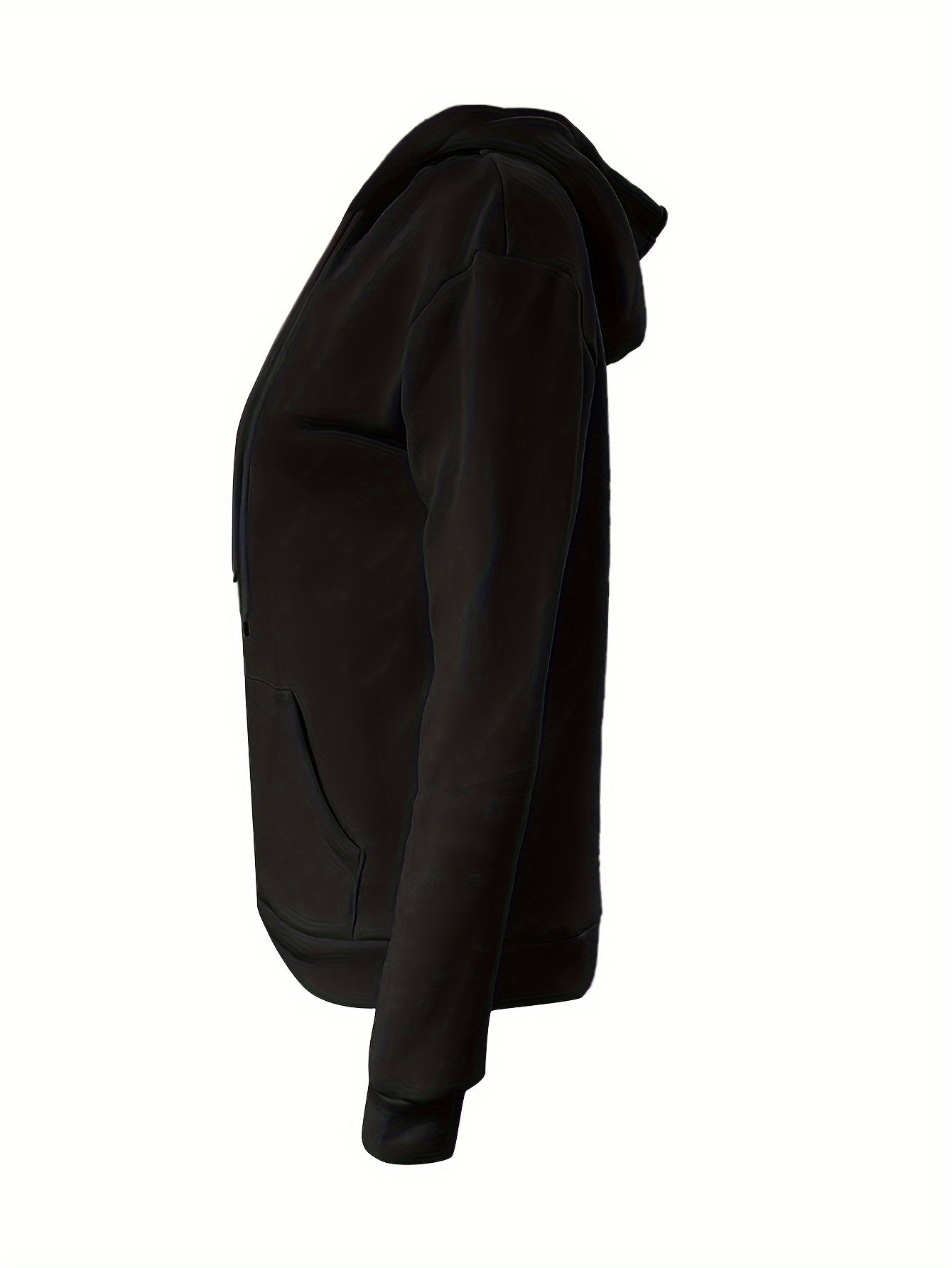 Solid Kangaroo Pocket Hoodie Without Pants, Casual Long Sleeve Drawstring Hoodies Sweatshirt, Women's Clothing