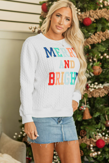 Dearlovers White Merry And Bright Cable Knit Pullover Sweatshirt