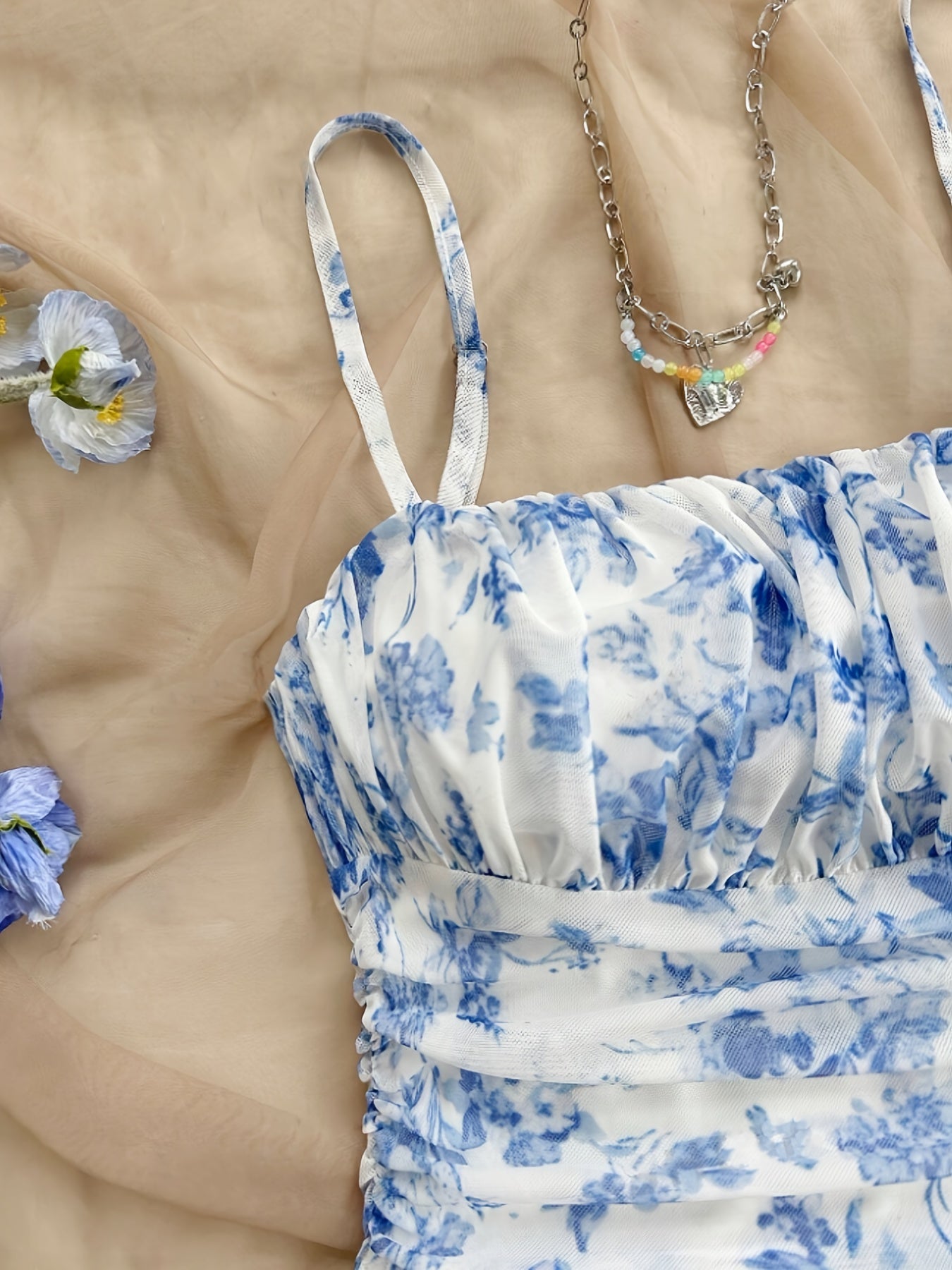 Women's New Floral Print Halter Dress Fashionable Elegant Suitable for All Seasons