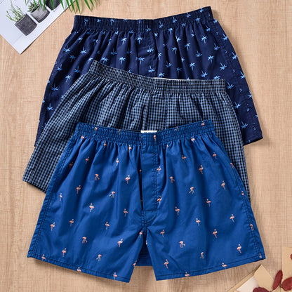 3pcs Men's Vibrant Multicolor Arrow Print Loose-Fit Boxer Shorts - Breathable 100% Cotton Fabric, Ultra-Comfortable, Soft, and Durable Underwear Briefs for Everyday Wear
