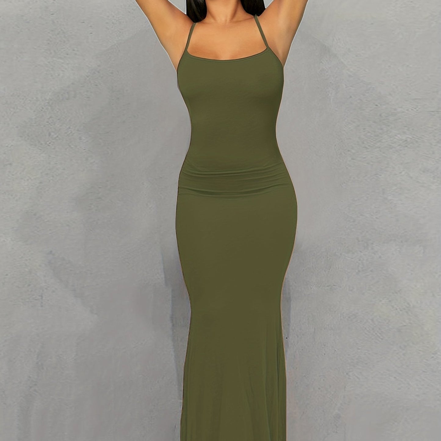 Women's Casual Lounge Slip Long Dress, Sexy Sleeveless Backless Bodycon Maxi Dress, Women's Clothing