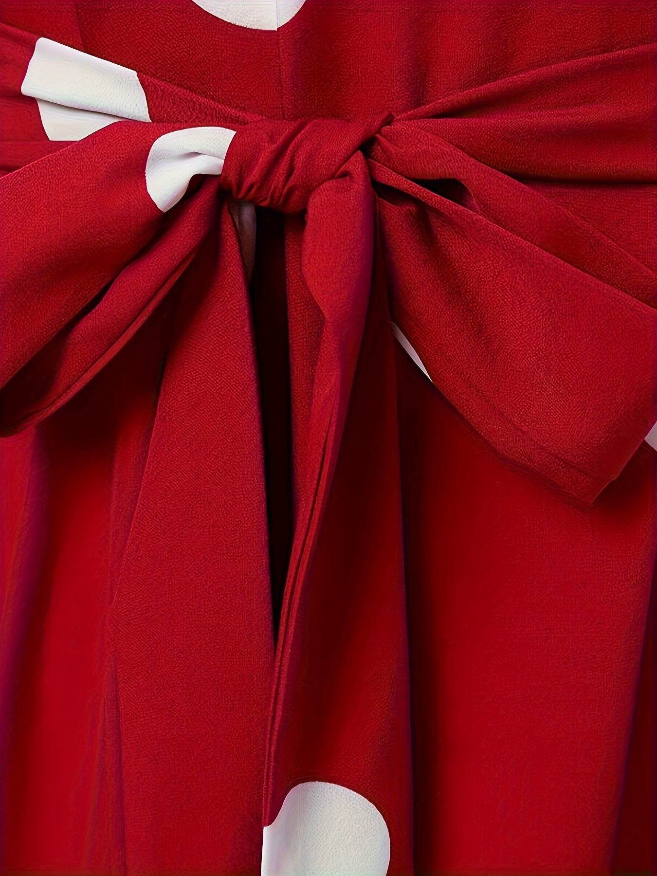 2023 New Women's Elegant Red & White Polka Dot Arabic Abaya Dress - Long Sleeve Round Neck with Adjustable Waist Tie, Machine Washable Lightweight Modest Cover for Spring Summer Fall, Abaya for Summer, Cultural Attire, Season