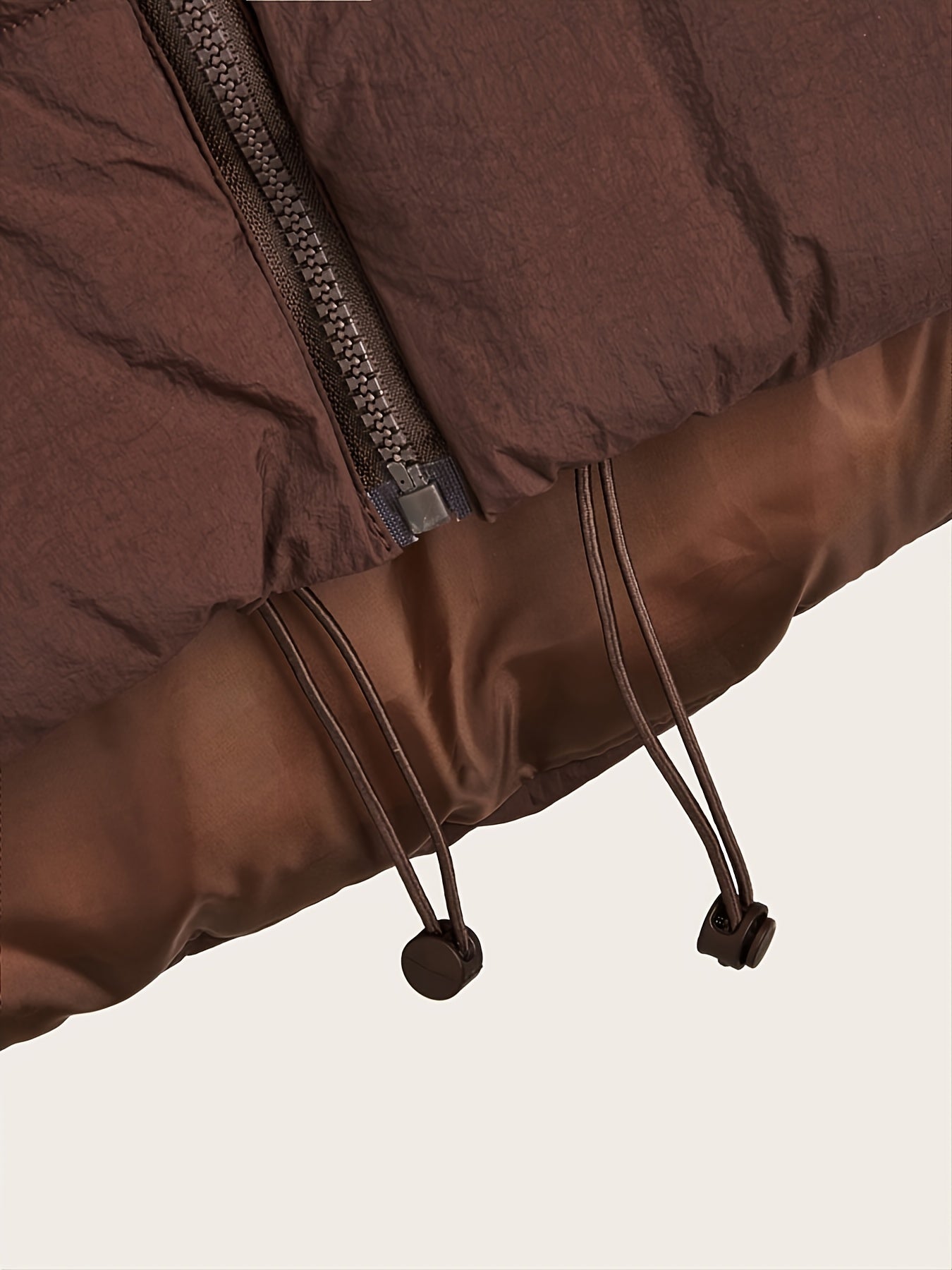 Women'S Elegant High-Neck Padded Vest with Drawstring Detail - Solid Color, Thick Warm Winter Sleeveless Jacket Vest, Casual Streetwear Style, 200g/m² Fabric Weight, Autumn/Winter Essential