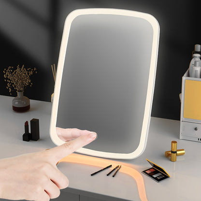 Portable Flower Theme LED Makeup Mirror - 3 Color Lighting Modes, Adjustable Brightness, Touch Sensor, USB Rechargeable, Compact Folding Design - Travel-Friendly, Lithium Battery, Polished Frame, Plastic Surface
