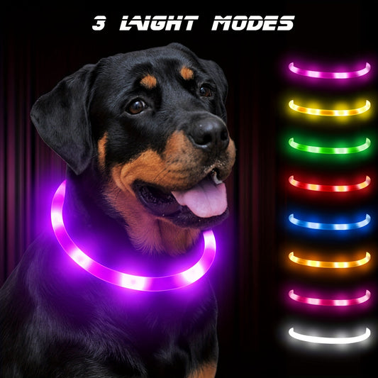 JOYTALE 1pc Light Up The Night With A USB Rechargeable LED Pet Collar - & Adjustable For Dogs & Cats!