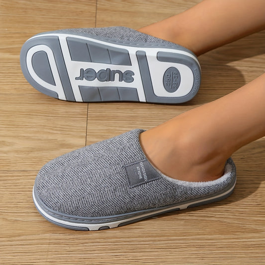 Women'S Plus Size Vintage-Inspired Gray Slip-On Slippers - Soft Fabric Upper & TPR Sole, Comfortable Flat Home Shoes for All-Season Wear, Cozy Indoor Footwear | Vintage Slippers | Plush Fabric Slippers, House Slippers