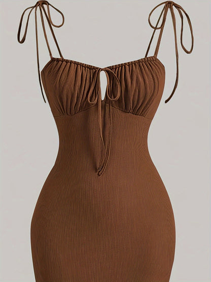 Lace Up Cut Out Ruched Dress