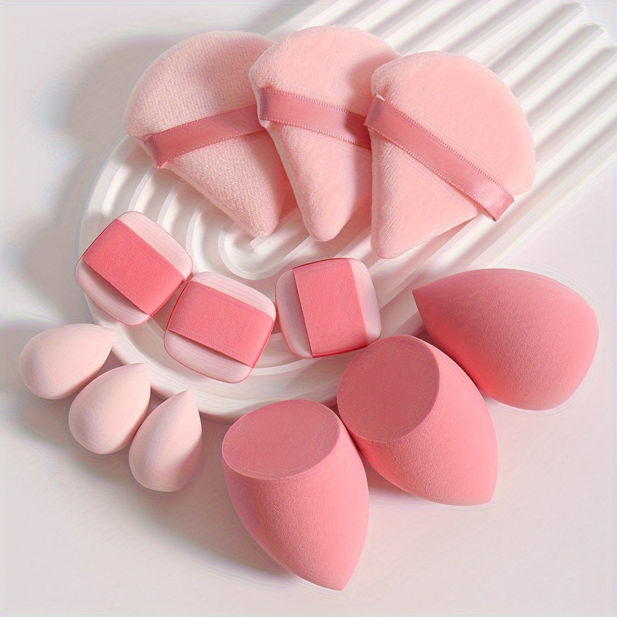 12-Piece Multi-functional Makeup Sponge Puff Set, Flawless Blending For Liquids, Creams & Powders, Latex-Free, Dry & Wet Dual-Use Foundation, Contouring & Highlighting Sponges With Mini Cushion Puffs For All Skin Types