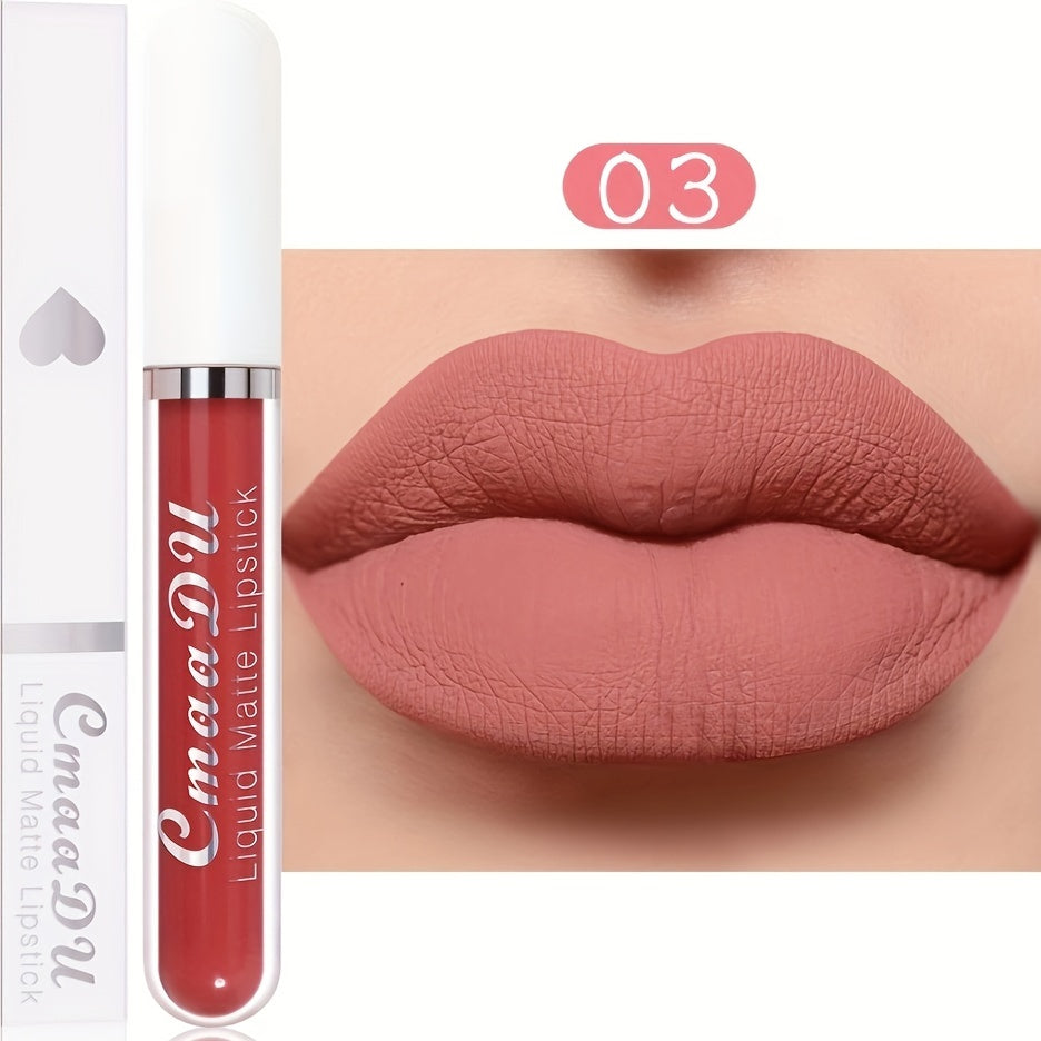 Long-Lasting Matte Liquid Lipstick - Waterproof, Non-Stick, Fruit Scented, Sweatproof, Hydrating, Lightweight, Durable Makeup for Dining, Swimming, Summer - Fruit Fragrance, Cup-Shaped Applicator