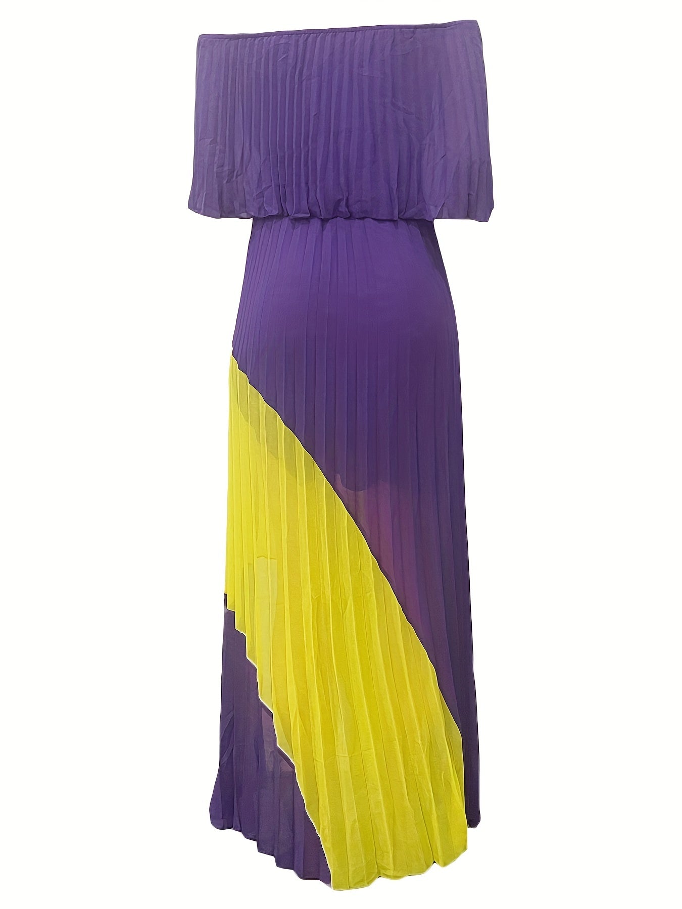 Flattering Pleated Off Shoulder Maxi Dress - Alluring Asymmetrical Hem for Glamorous Parties - Fashion-Forward Womens Formal Wear