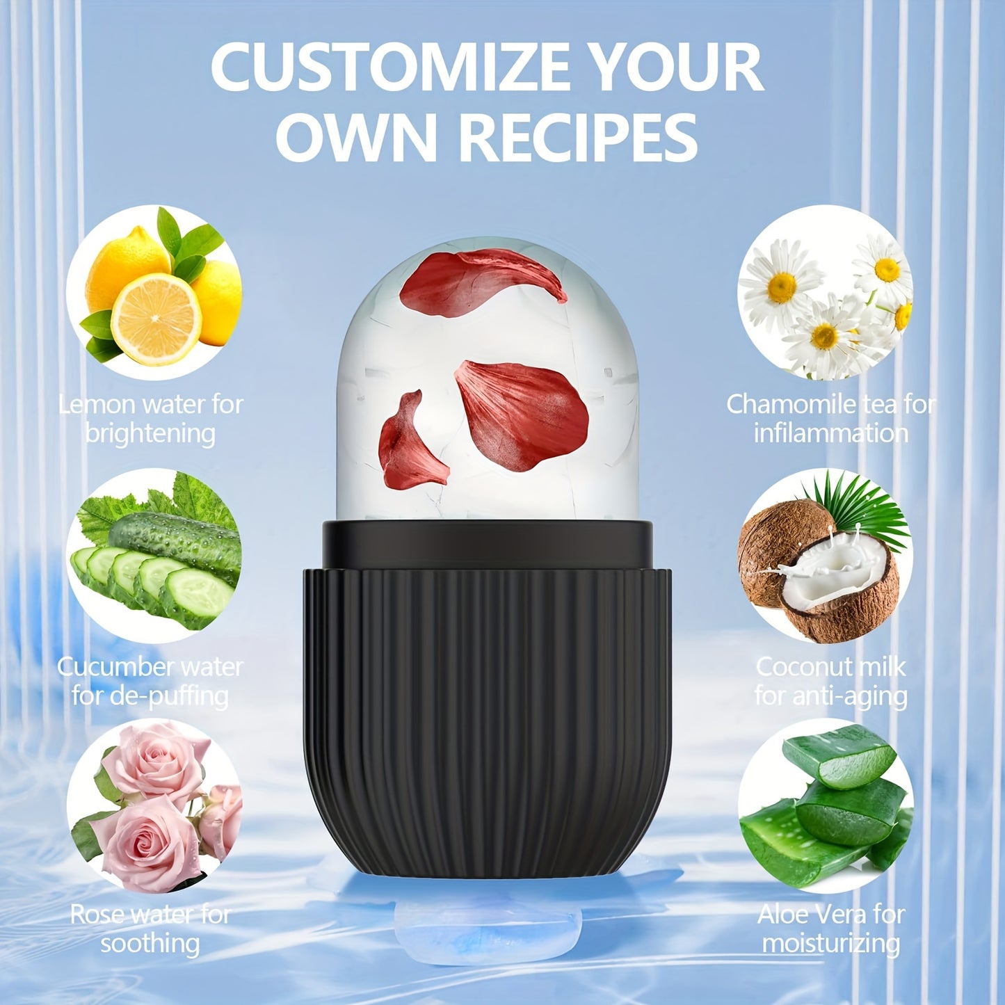 Battery-Free Silicone Ice Facial Roller for Various Skin Conditions - No Fragrance