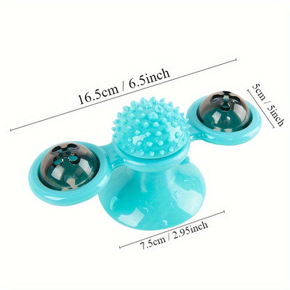 1pc Interactive Cat Toy, Windmill Turntable Teaser, Soft Plastic Rotating Plaything For Scratching And Grooming, Durable Puzzle Toys For Cats And Dogs
