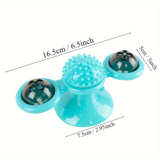 1pc Interactive Cat Toy, Windmill Turntable Teaser, Soft Plastic Rotating Plaything For Scratching And Grooming, Durable Puzzle Toys For Cats And Dogs